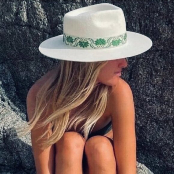 Lack Of Color White Hat with Green Band - Picture 2 of 14